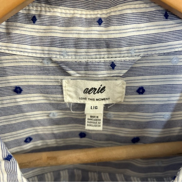 NWT Aerie Off-Duty Poplin Tie Front Blouse Women’s size Large - Picture 8 of 13
